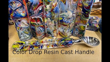 Casting and Turning an Ice Cream Scoop Handle,  Color drop Resin Cast