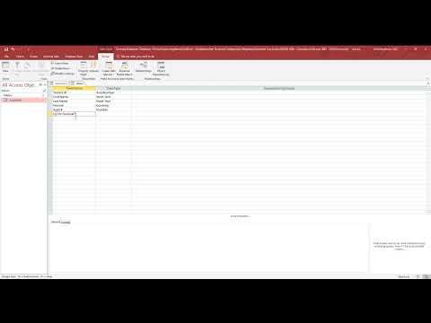 Creating a table in design view in Access