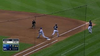 KC@MIL: Herrera gets a double play to escape a jam
