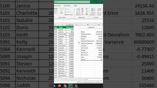 Descriptive statistics in excel in one click #excelreel #excelre #excelshorts #exceltricks #Excell