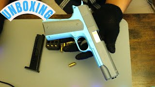 Shell Ejecting Grey & Blue Colt 1911 Soft Bullet Toy Gun UNBOXING! Turboed Toys | Canada screenshot 2