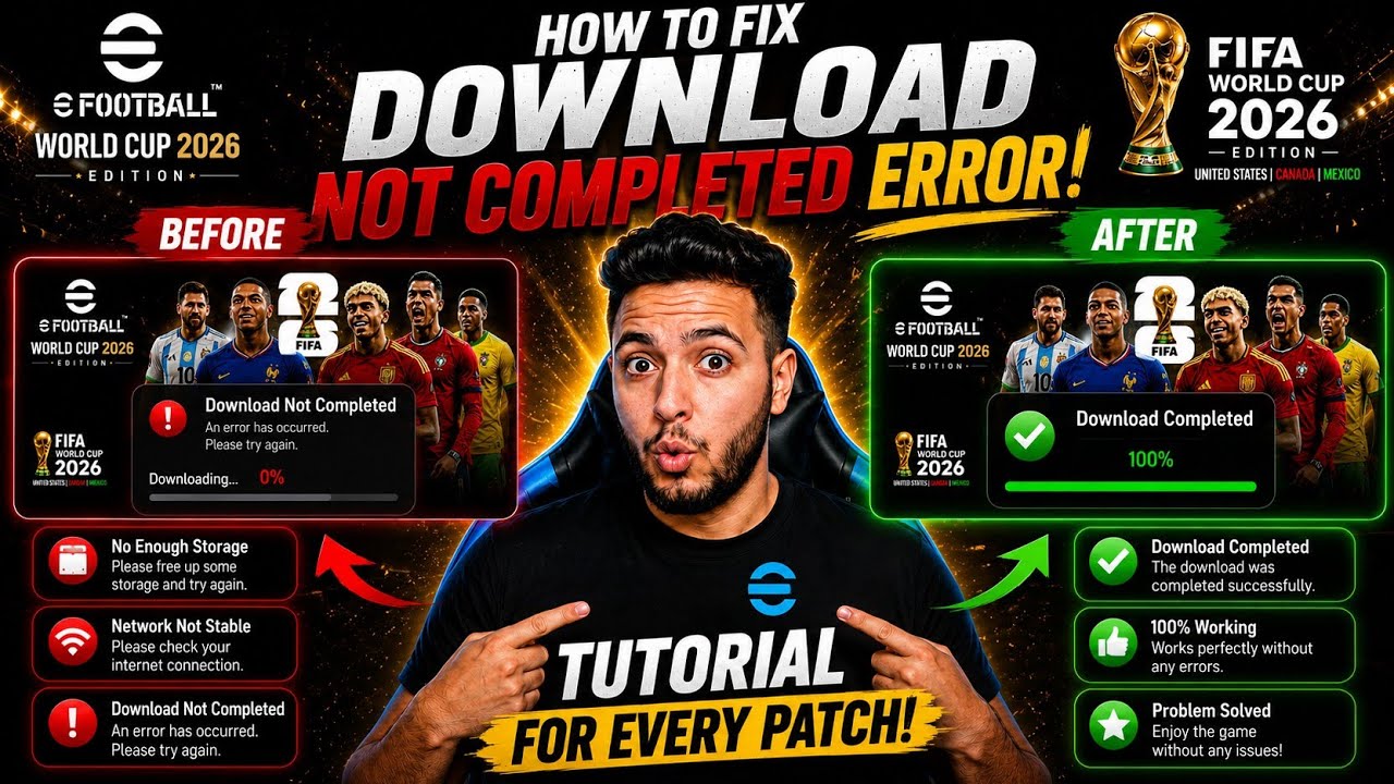 How To Fix "Download Completed" Not Working in eFootball 2026 Patch ...