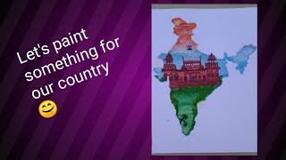 How to paint red fort in a map of India... painting for independence day screenshot 5