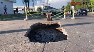 Detecta JAPAMA socavón en colector Degollado y cierra dicha vialidad para protección.