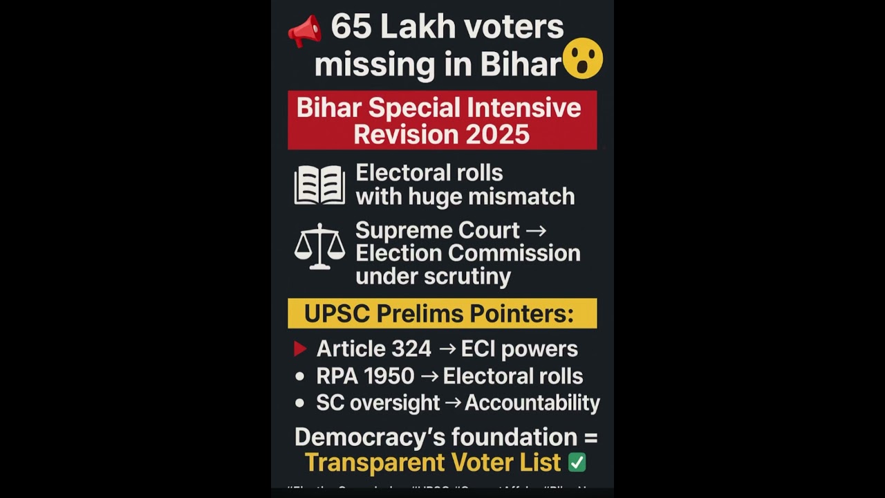 🚨 65 Lakh voters missing in Bihar! 
