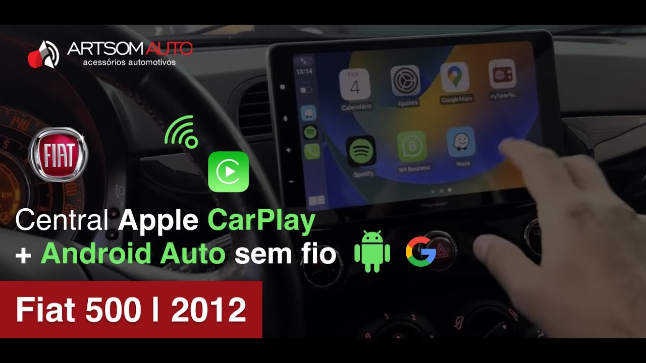 FIAT 500 2012 Central 9” Full HD com Apple CarPlay e Android Auto