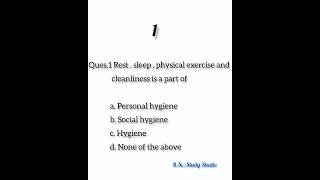 Topic Hygiene l 5 Most Important MCQ l  B.Sc ,B.A , 1 semester food Nutrition And Hygiene MCQ