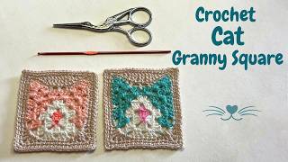 Crochet Cat Granny Square – Perfect for Blankets, Bags & More!