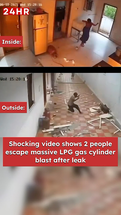 Viral Video: Man and Woman Survive Massive LPG Cylinder Explosion Inside House After Gas Leak