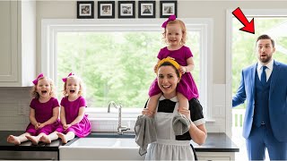 Billionaire came home unexpectedly and found his maid with his triplets, what he saw shocked him