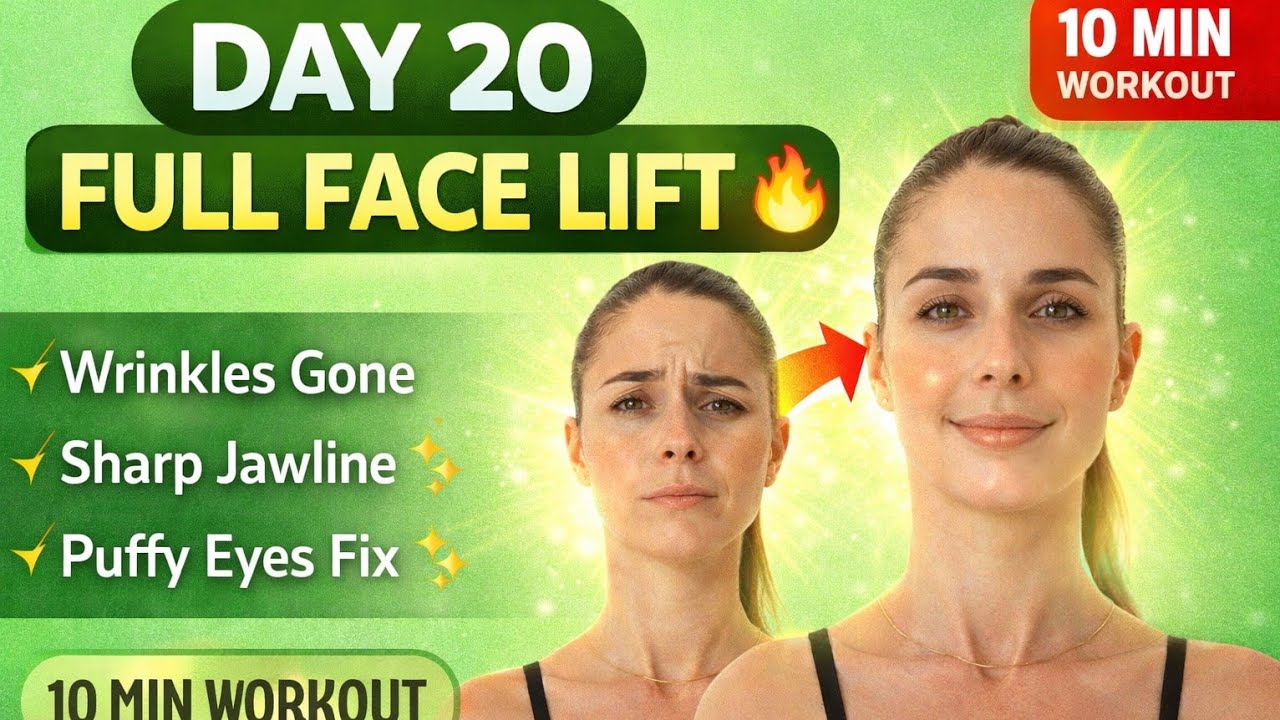 Day 20 Face Yoga Challenge | Full Face Tightening & Wrinkle Removal | Natural Glow Routine 💚