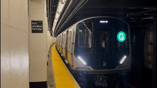 IND Culver Line: (F) and (G) Trains @ Fort Hamilton Pkwy (R46, R160A, R160B, R211A, R211T)