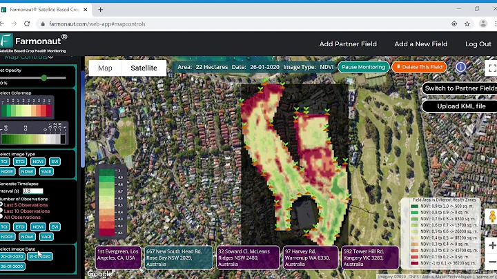Farmonaut® Satellite Based Crop Health Monitoring  - Generating Time lapse