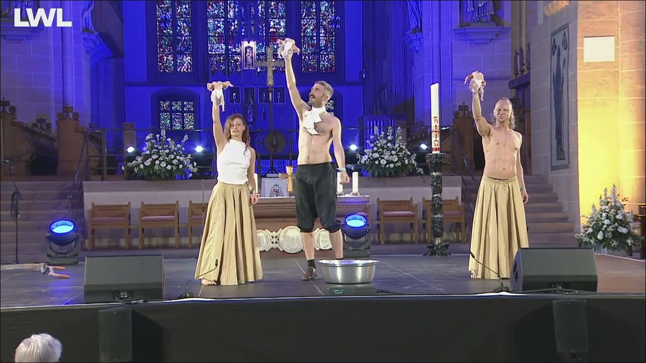 Insanity at Cathedral of Paderborn: Dancers with Scythes and Chickens in Diapers!