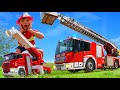 Çocuklar için oyuncaklı itfaiye, Çöp kamyonu, traktör ve ekskavatör - Fire Truck Toys for kids
