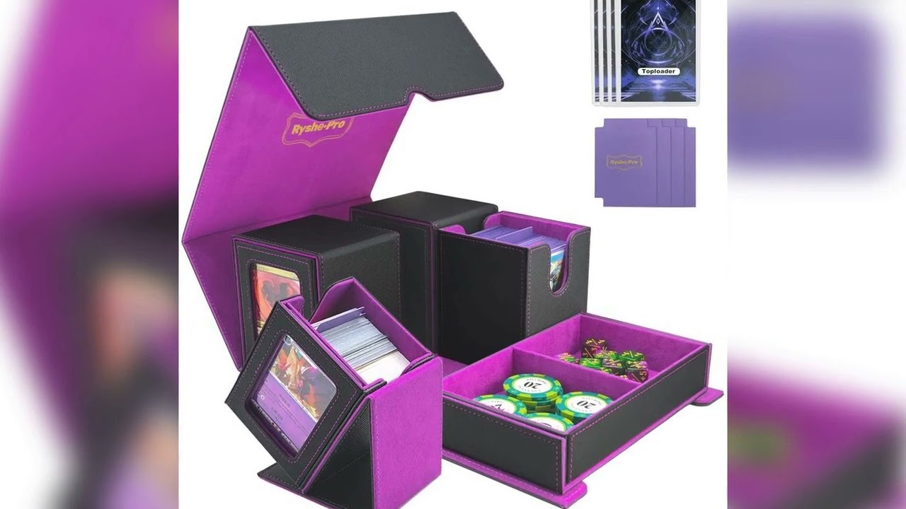 #5 in 1 Trading Card Storage Deck Box for MTG TCG PKM 4 Deck Cases with Covers and Divided Dice Tra