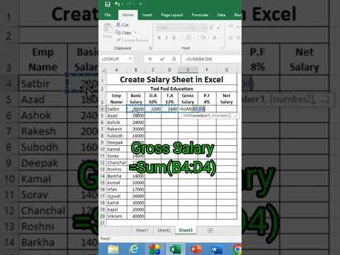 Create Salary Sheet in Excel - Tips & Tricks from @todfodeducation