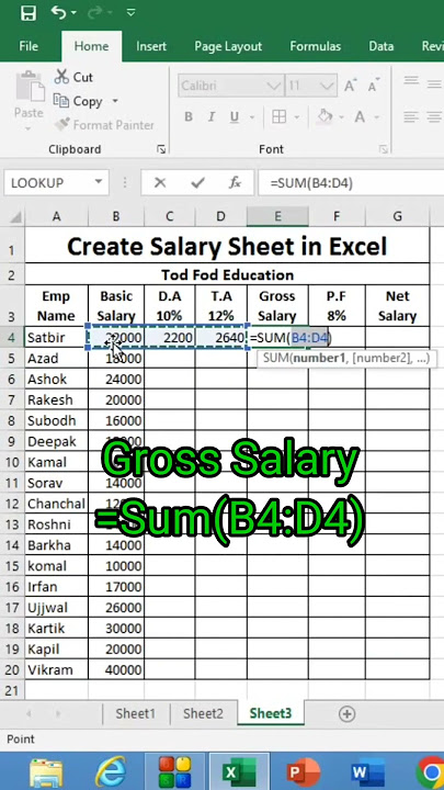 Create Salary Sheet in Excel - Tips & Tricks from @todfodeducation