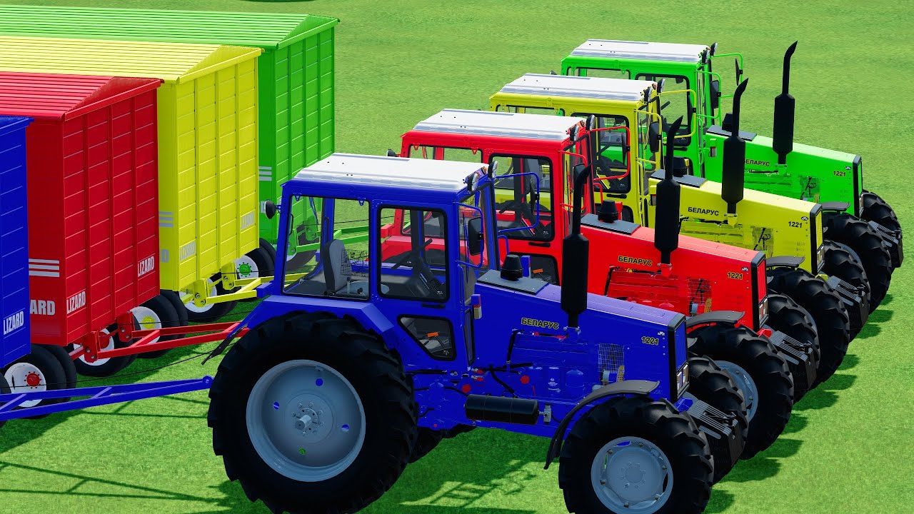 Trackors Colours GIANT Old Tractors Colors ! EXTREME Muddy Parkour VS OVERLOAD Transport ...