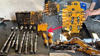 Hyundai Excavator Hydraulic Main Assembly Restoration || How to Repair Excavator Main Assembly ||