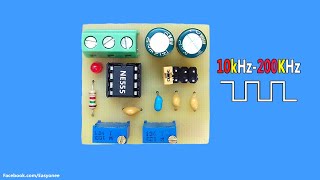 ne555 square wave signal generator 10khz-200khz | pcb