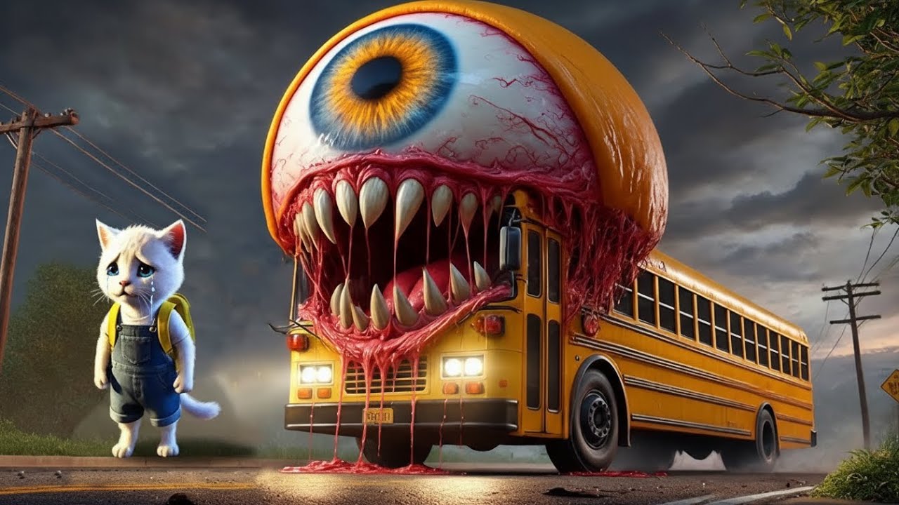 😱🐱 Trapped on the Way to School! The Mutated Bus Monster Awaits 🚌💥 | AI Cat Story