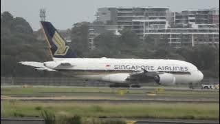 Singapore Airlines A380 being towed to parking bay @ Sydney Airport (3/2/24).