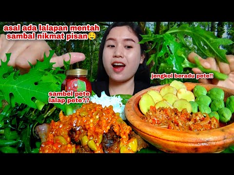 makan-sunda-sambel-pete-ati-ampela-lalapan-jengkol-mentah-pete-batang-pepaya-mentah,-rebusan-sayur