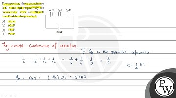 The capacitor, whose capacitance is 6,6 and \( 3 \mu \mathrm{F} \) ...