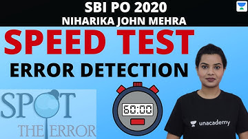 Speed Test on Error Detection || Target SBI PO 2020 || Niharika John Mehra