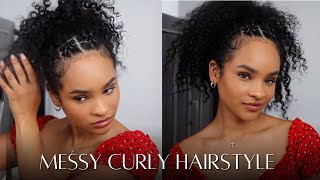 CURLY HAIRSTYLE: MESSY PONYTAIL