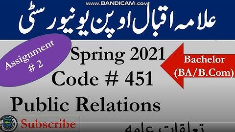 AIOU Code 451 Solved Asignment No.2 Spring  2021 || Subject: public Relations  || Level: Bachelor/BA