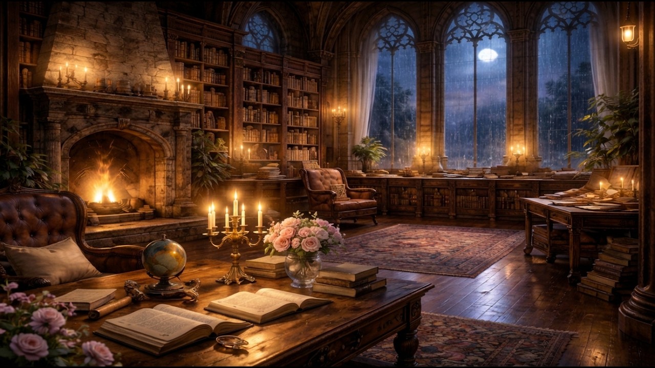 Isekai Library Ambience 🌿 Quiet Mountain Study Room | No Music