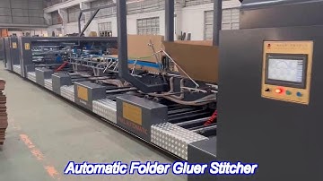 blue automatic gluing machine corrugated box high precision with stitching