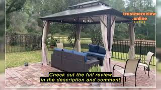 Review YOLENY 12 x12 Hardtop Gazebo Outdoor Polycarbonate Double Roof Canopy Aluminum Frame Perma