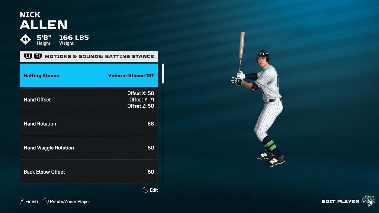 Nick Allen batting Stance Fix - MLB The Show 25