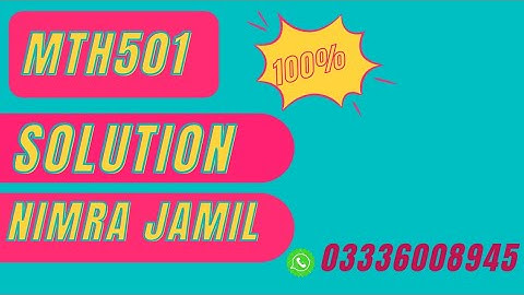 MTH501 ASSIGNMENT NO 1 SOLUTION SPRING 2024 INCHARGE NIMRA JAMIL | MTH501 ASSIGNMENT