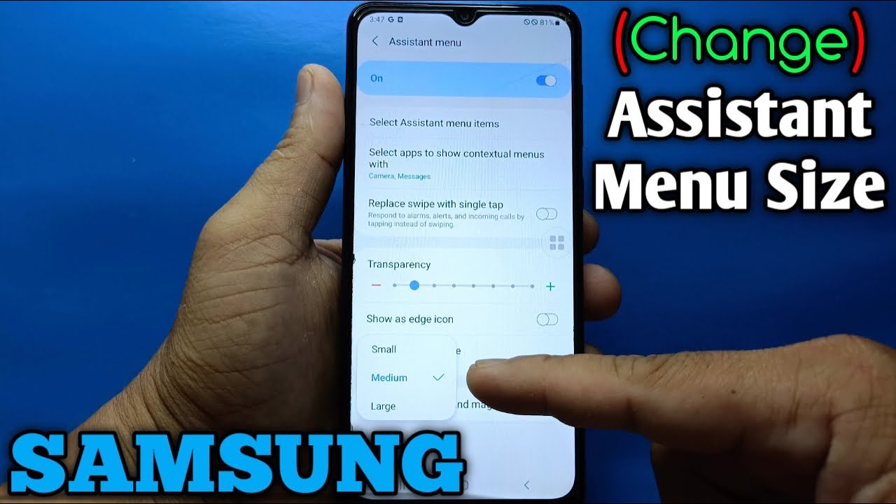 How to change assistant menu size on Samsung Galaxy A02 - YouTube