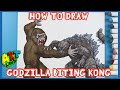 How to Draw GODZILLA BITING KONG!!!