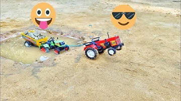 DIY Tractor stuck in Mud Mini Science Project Part 4 | Stone Fully Loaded Tractor Stuck In Mud
