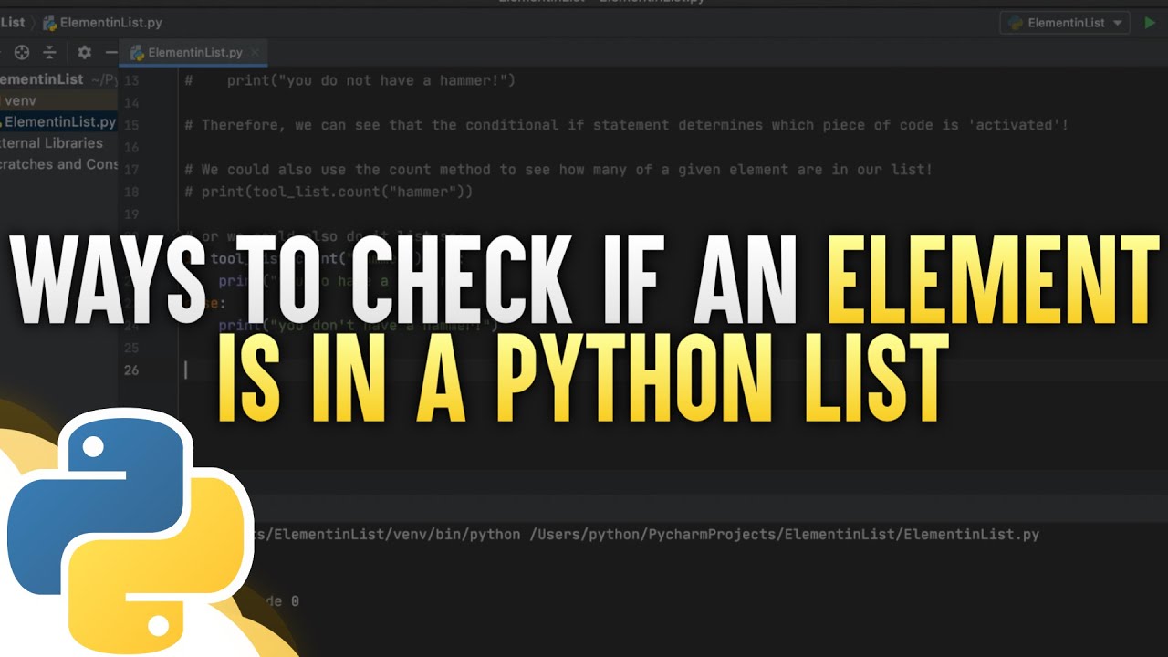 Ways To Check If An Element Is In A Python List - Youtube