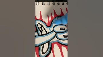 Drawing Squidward with Posca Markers Glitch Effect #shorts