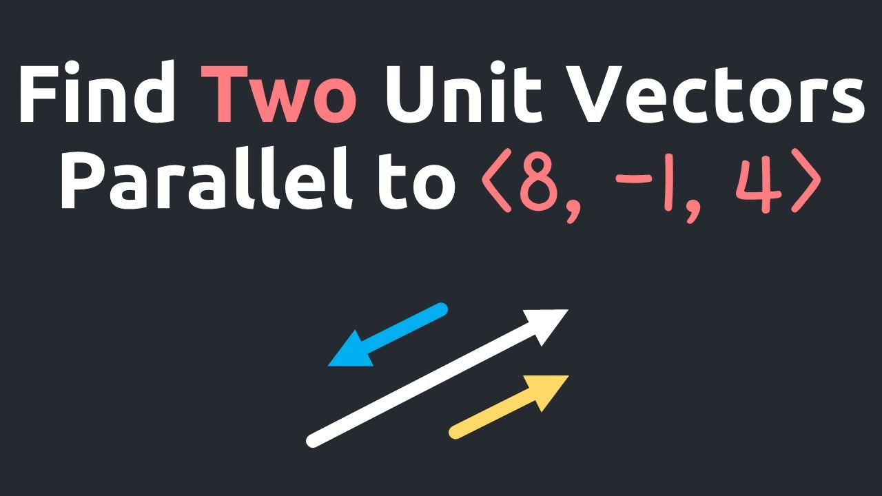 How To Find Two Unit Vectors Parallel To The Vector 8I-J+4K