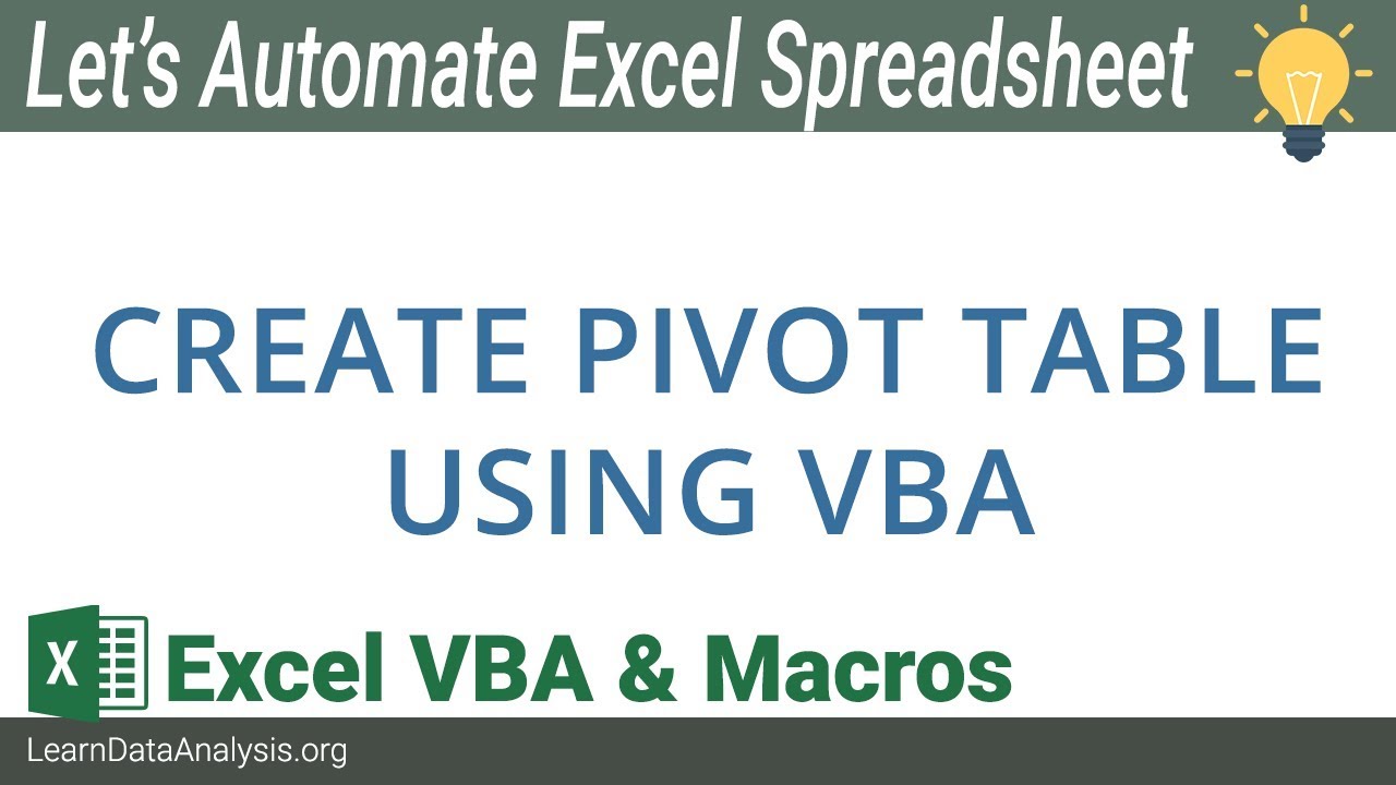 Create Excel Pivot Table using VBA | Excel VBA... - youtube
