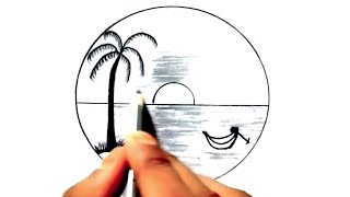 How To Draw Circle Drawing Easy - Circle Scenery Pencil Easy - @MOHIBUL_HOQUE