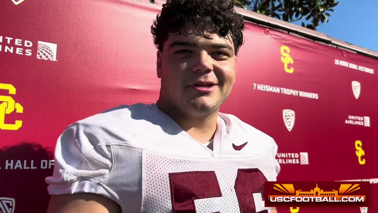 Defensive lineman Elijah Hughes about his position group’s growth during spring camp