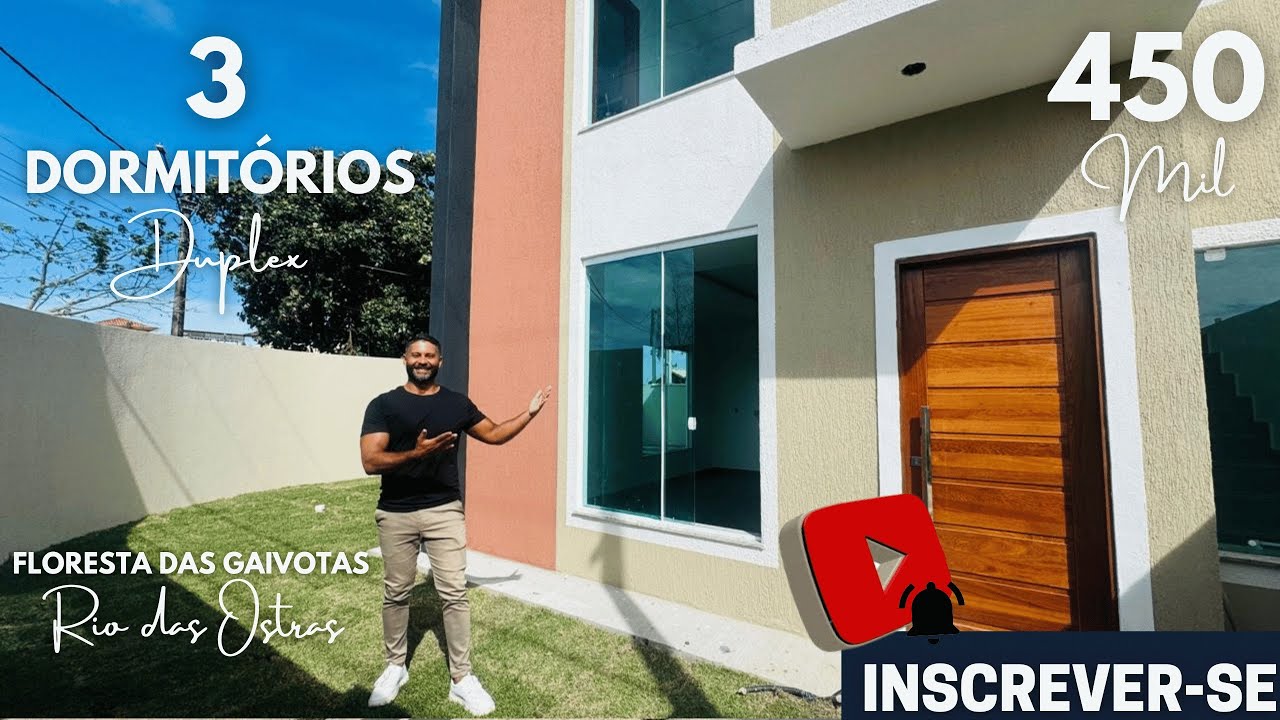 Sobrado com 03 quartos e área externa bem grande, Rio das Ostras/RJ