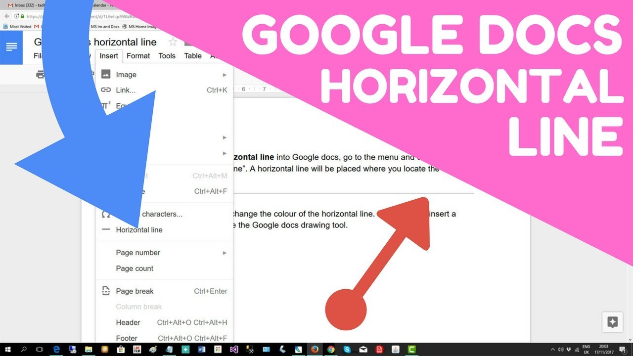 Google docs horizontal line - Insert in 15 seconds - YouTube