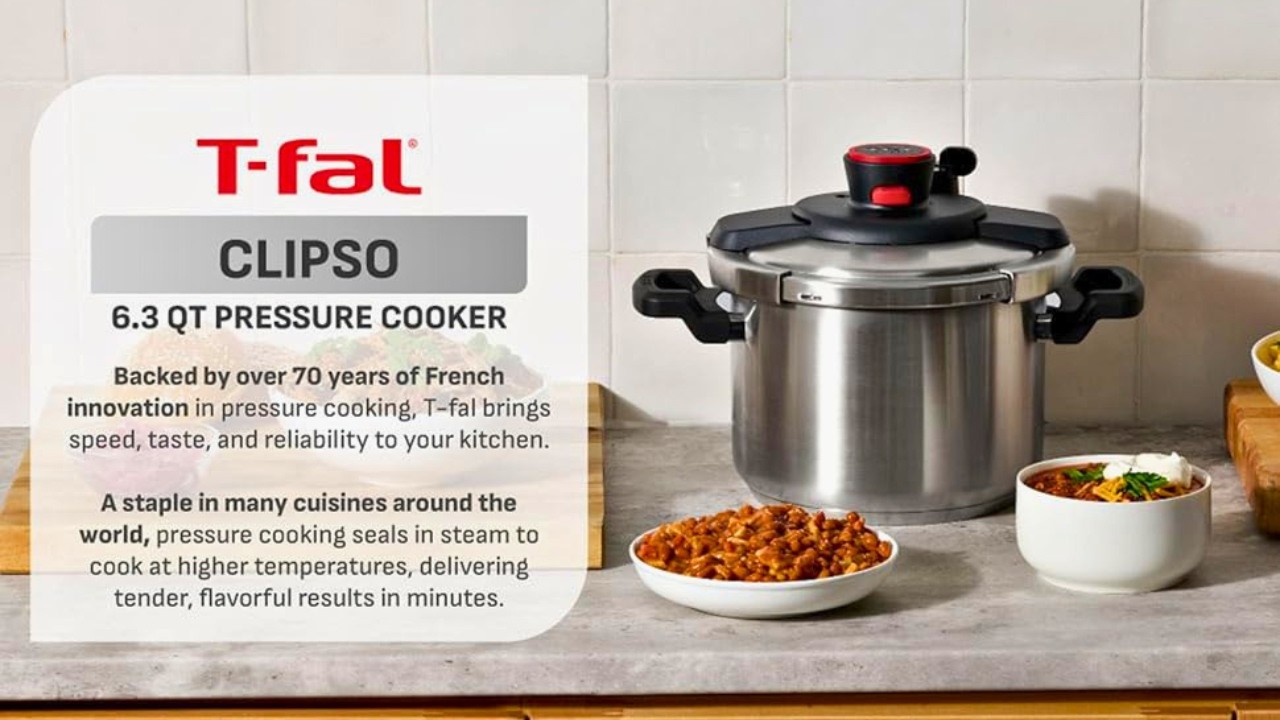 T-fal Clipso Stainless Steel Pressure Cooker 6.3 Quart | T-fal