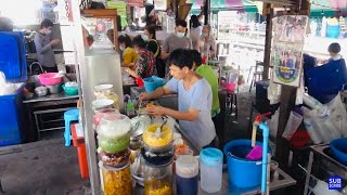 Best Thai Street Food for Lunch at Talat Phlu Market Bangkok Thailand. Daytime Vendor Stalls 2/4